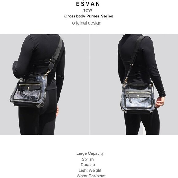 Clear Crossbody Bag Womens Stadium Approved Transparent Purse for Concerts - Picture 4 of 8